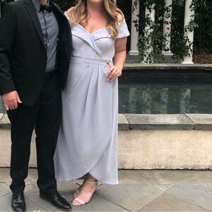 Blue Grey formal off the shoulder gown